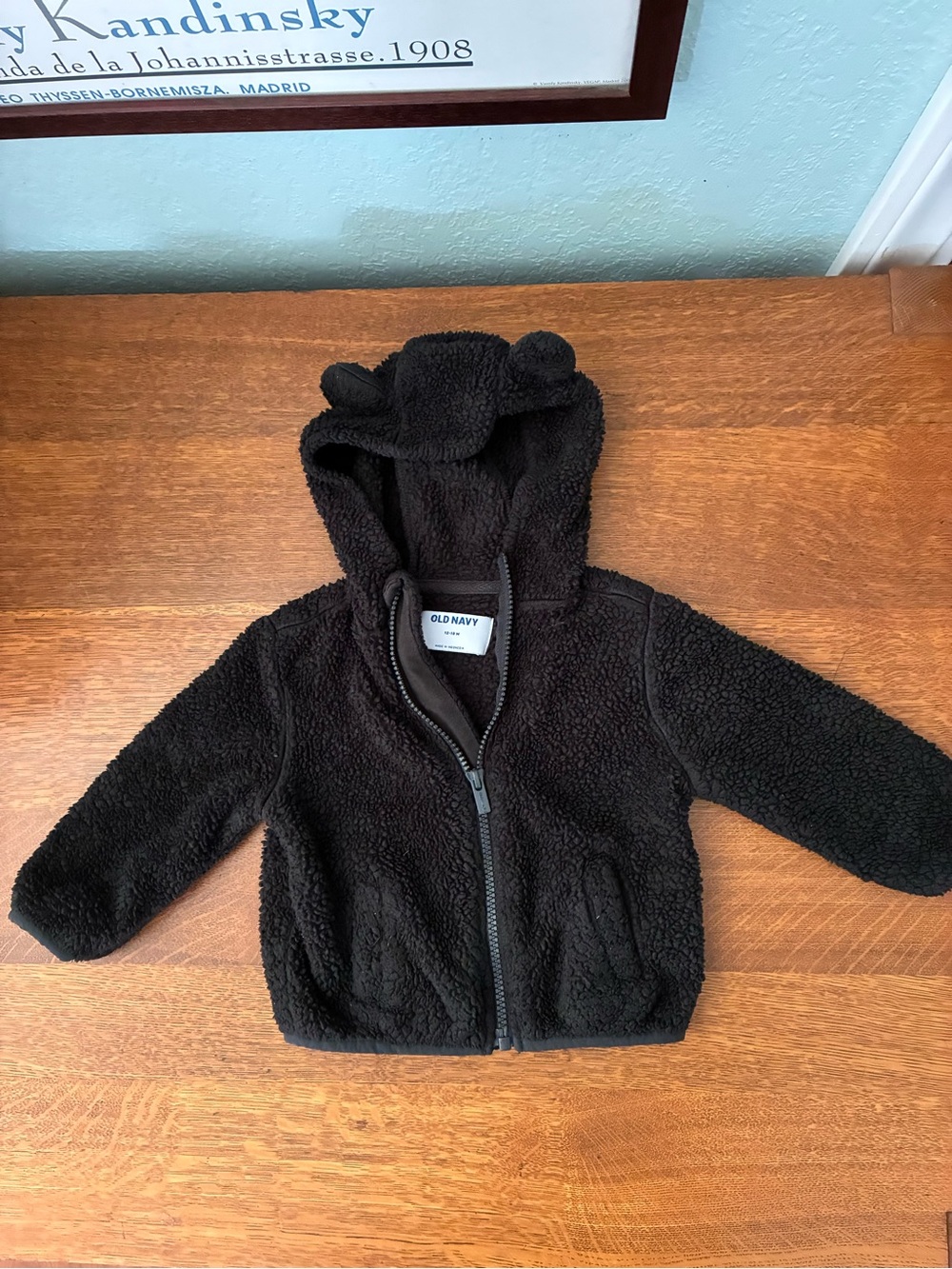 Old Navy Black Sherpa Hoodie with Cute Hood Ears - Kids